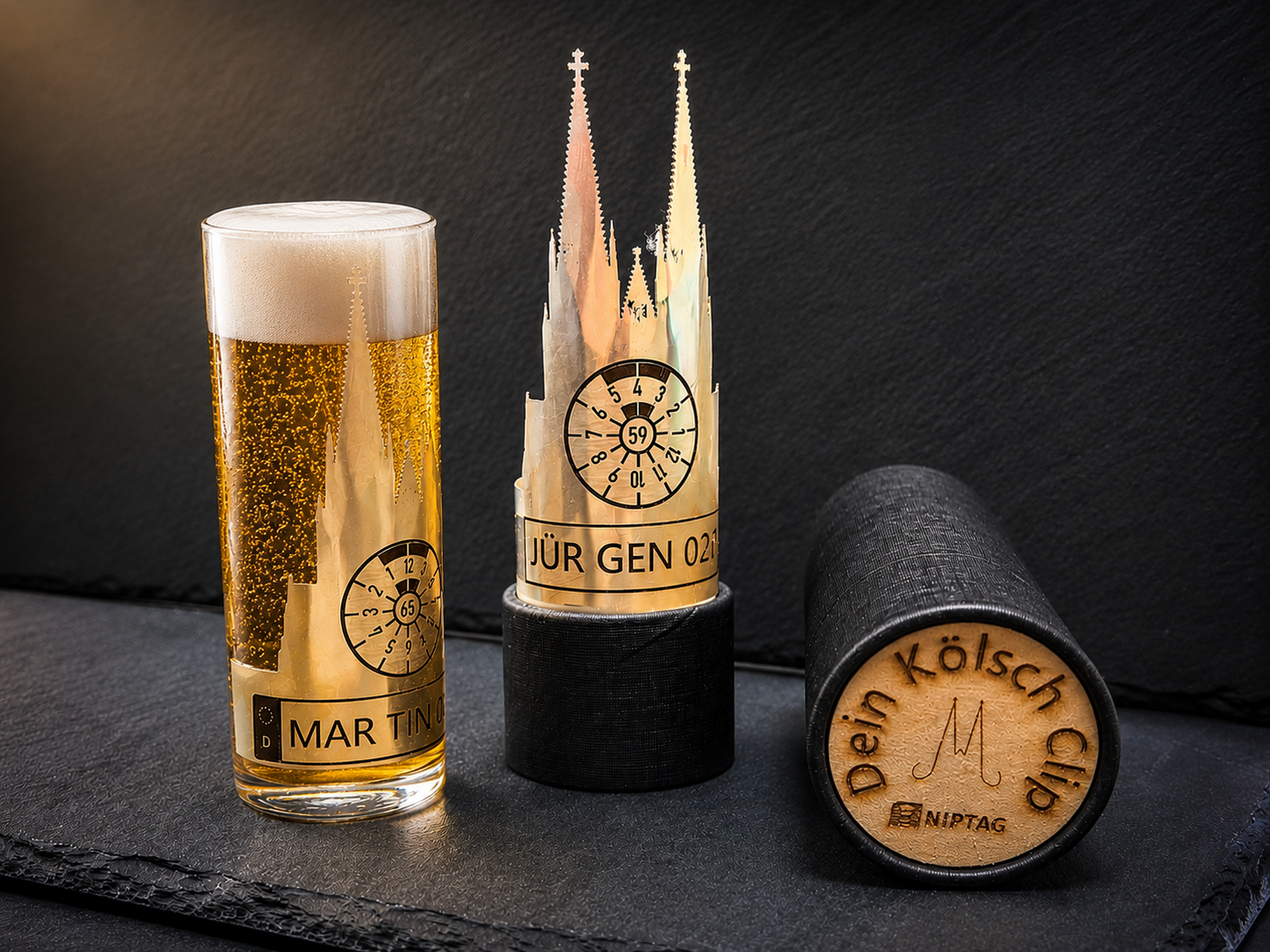 Kölsch Clip - Personalisierter Glas Clip und Namensschild